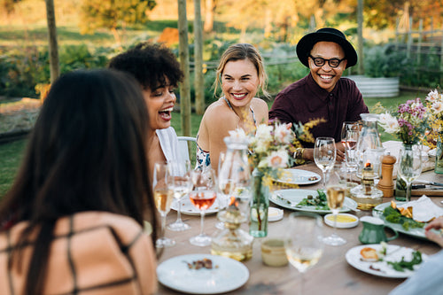 Group of friends enjoying outdoor party