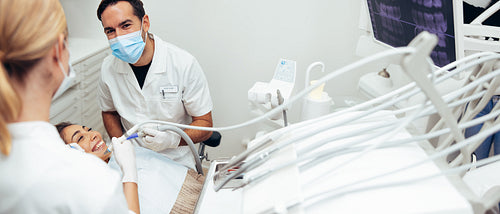 Dentists during a dental treatment
