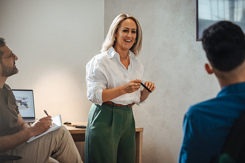 Professional meeting with a team in an architecture firm