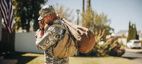 American soldier returning home after deployment