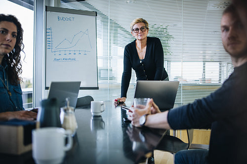 Finance manager meeting with team