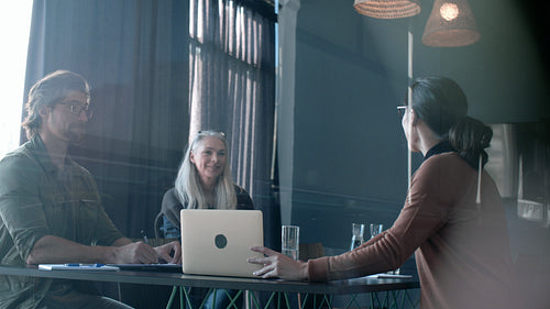 Business partners finishing up a meeting