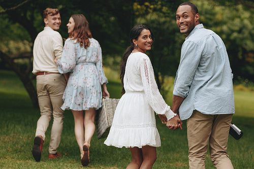 Couple at park for a picnic