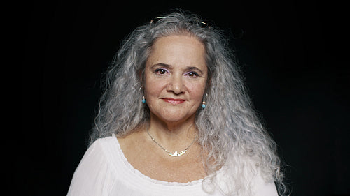  Senior woman with white hair
