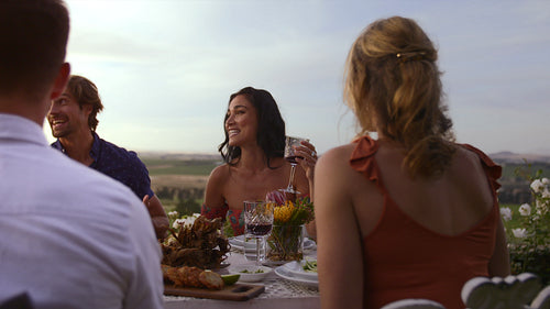 Raising toasting for the great times together