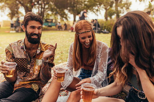 Friends partying at park