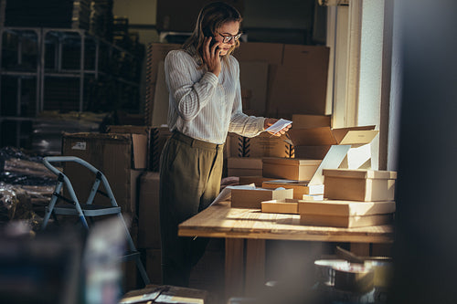 Woman confirming the order on phone