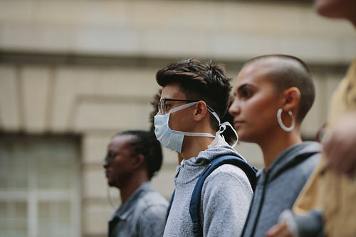 Group of people on a silent protest