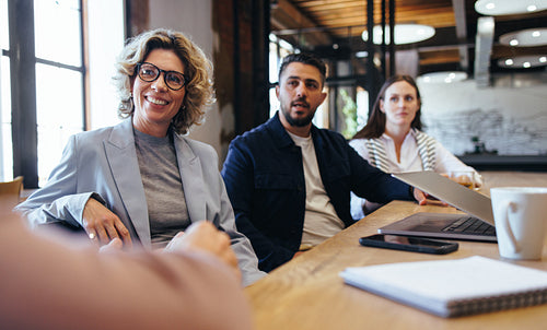 Creative business people having a meeting over a project