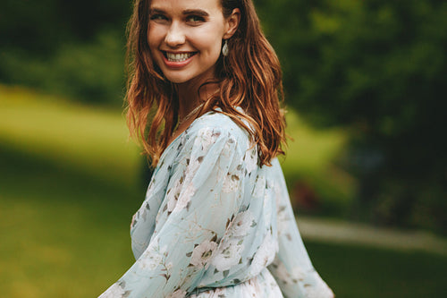 Beautiful woman walking in the park