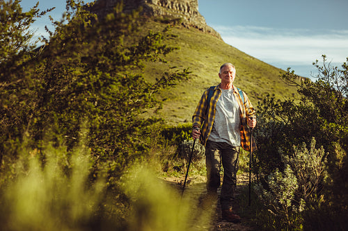 Senior man on an adventurous trek