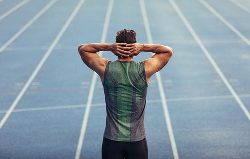 Sprinter warming up before a race