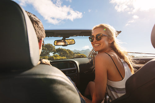 Couple enjoying on a road trip