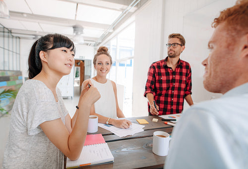 Group of business people at presentation in the office