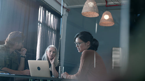 Businesswoman giving a overview of project team