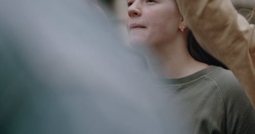 Youngsters standing and giving slogans in a protest