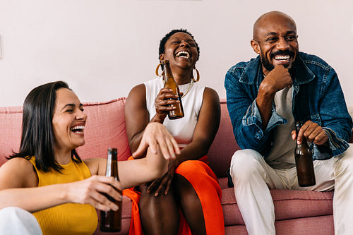 Group of friends enjoying casual drinks and beer