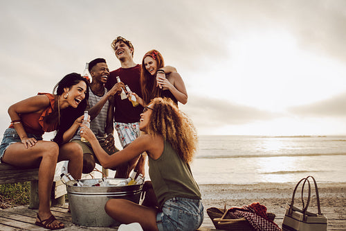 Friends group having a party