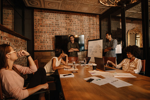 Startup team working and planning in the meeting