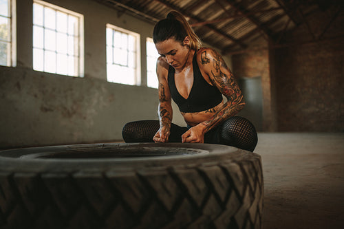 Strong woman doing cross training workout