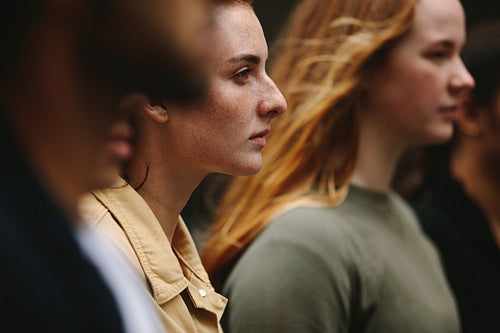 Social activists protesting silently