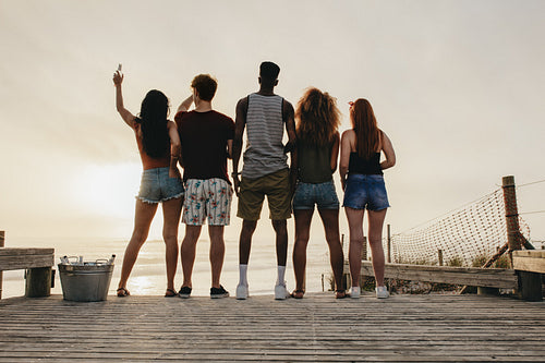 Young people partying at beach