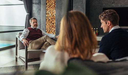 Couple having a counseling session with psychologist