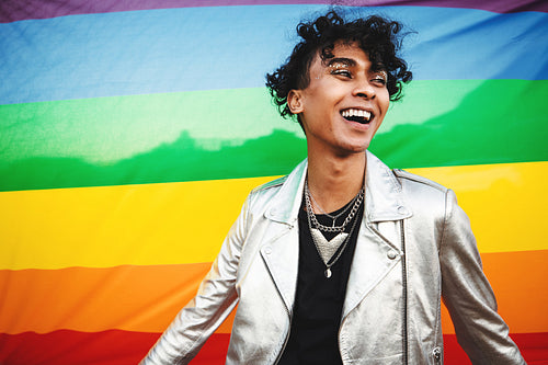 Young gay man celebrating his LGBTQ identity