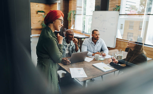 Multicultural businesspeople having a meeting in a boardroom