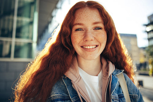 Beautiful student smiling at camera
