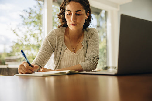 Business woman working from home office