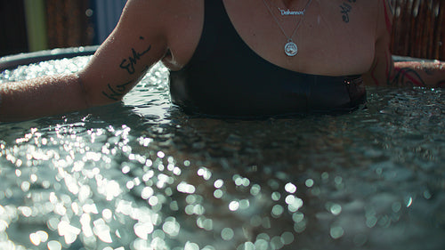 Outdoor ice bath ritual for cold plunge recovery