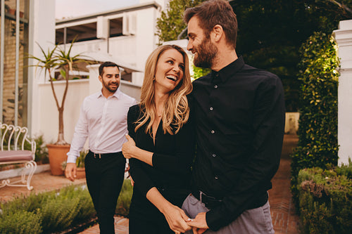 Married couple arriving for a couples retreat