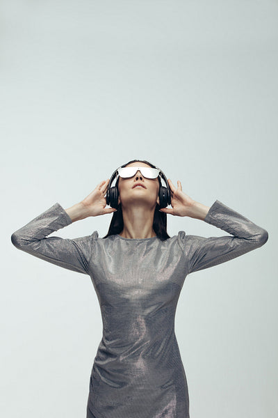 Stylish female model robotic look