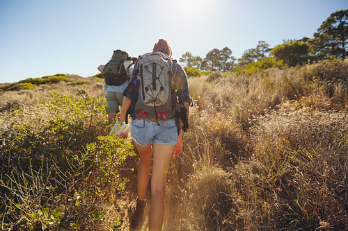 Couple on hiking trip in nature