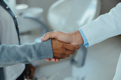 Handshake showing trust and agreement in a healthcare office