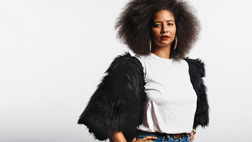 Portrait of a woman in afro hairstyle