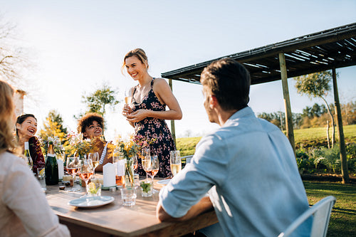 Woman celebrating a special occasion with friends
