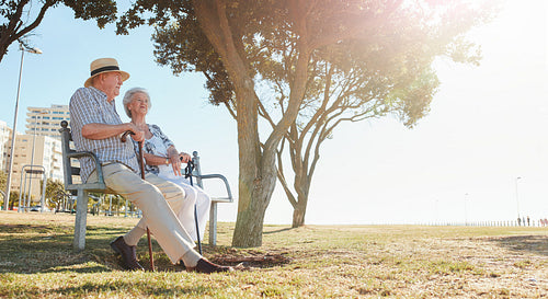 Mature couple at park on a sunny day