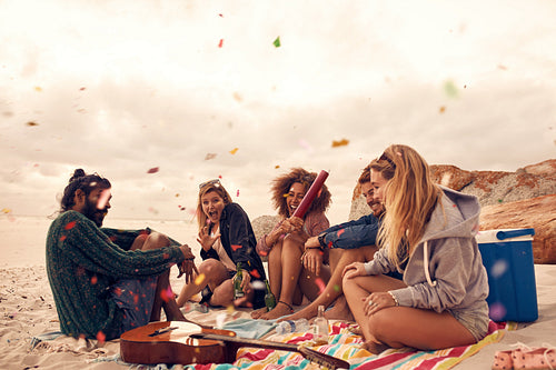 Best friends at beach party