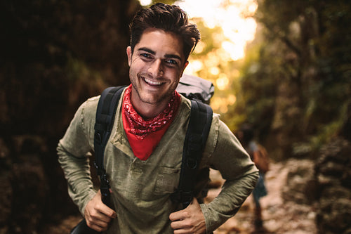 Man enjoying hiking in nature