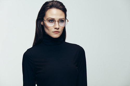 Stunning young woman in black outfit