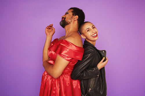 Models swapping gender roles