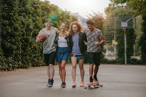 Multiracial group of people enjoying a walk