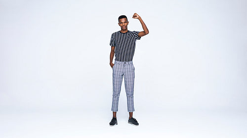 African american man standing against white background