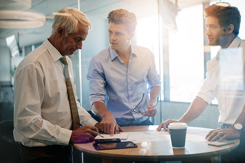 Corporate professionals brainstorming over new business ideas