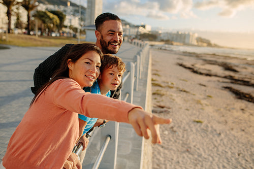 Family on a day out near the sea