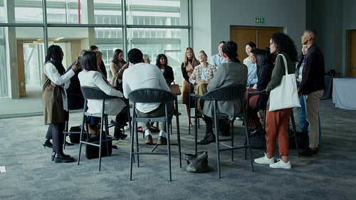 Business colleagues in a group discussion
