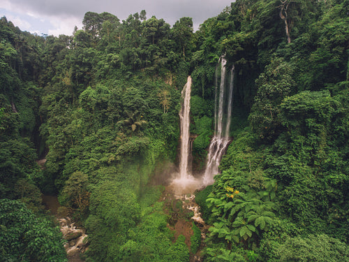 Scenic view of waterfall