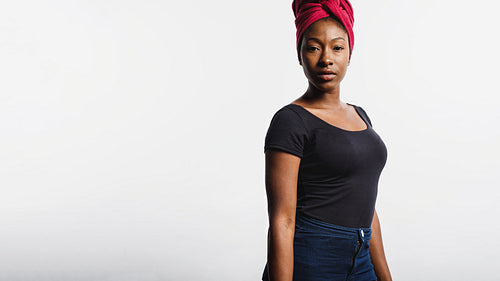Portrait of an african woman in a headwrap